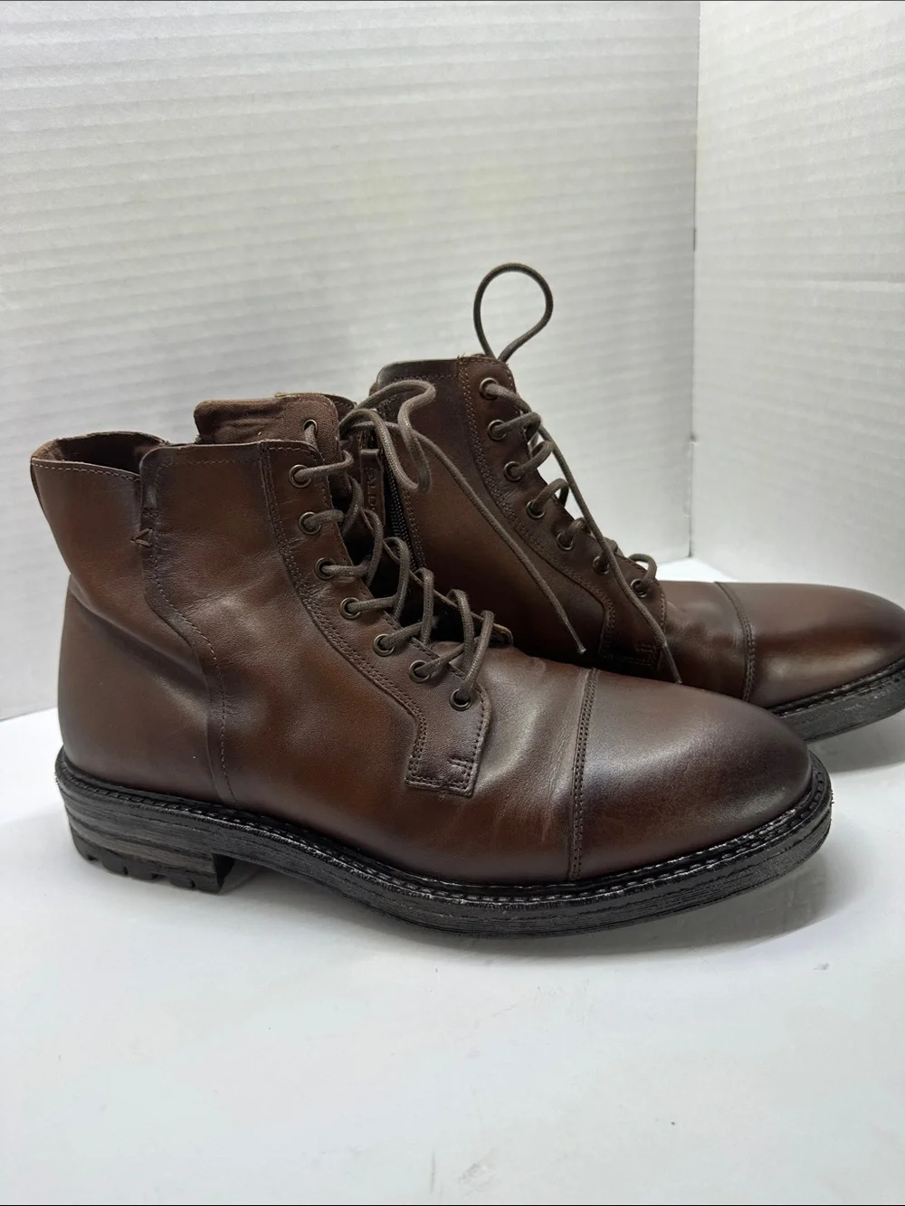 Aldo Men's Dark Brown Leather Lace-Up Chukka Boots